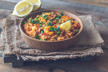 Sticker - Bowl of chicken and chorizo paella