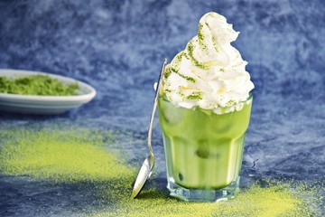 Iced Matcha Green Tea Frappe . Frappe matcha latte isolated