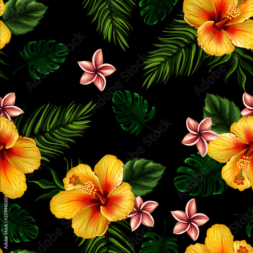 seamless flower with leaves pattern design