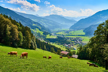 View Over Beautiful Valley "Zillertal" In Tirol In Austria