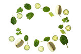 Fototapeta Kuchnia - Zielona warzywno owocowa ramka z miejscem na tekst