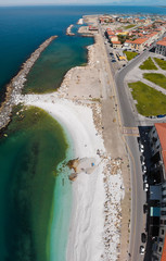 Sticker - Marina di Pisa, Tuscany. Vertical panoramic aerial view of beautiful coastline in summer season