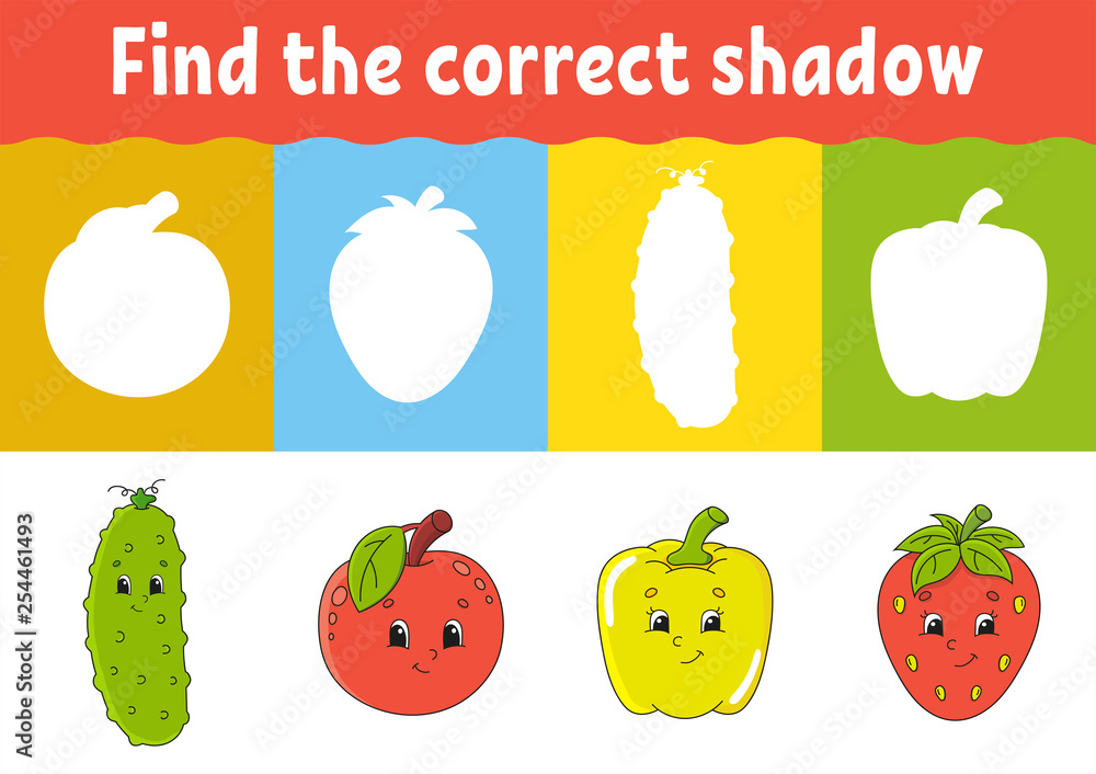 Find the correct shadow. Education developing worksheet. Matching game ...