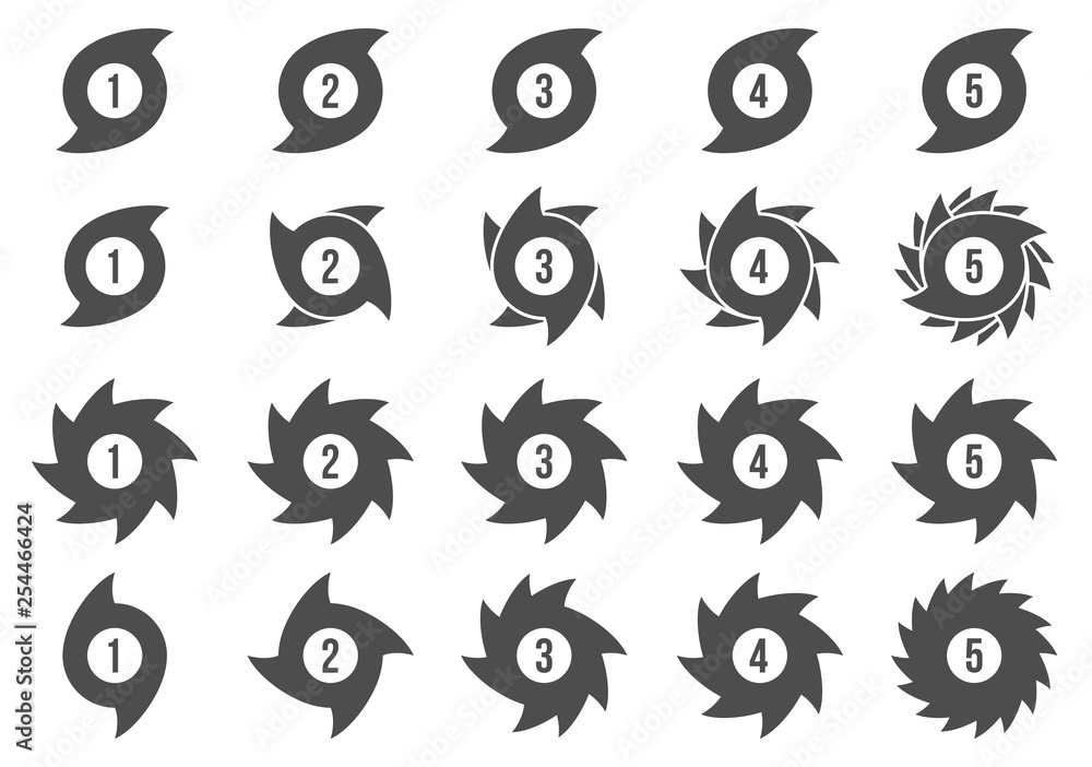 Creative vector illustration of hurricane scale indication icon symbol ...