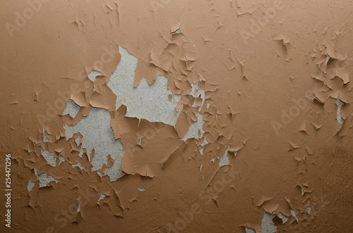 Big Wet Spots And Cracks On The Ceiling Of The Domestic House Room