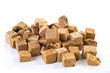 Cubes of freeze dried beef liver treats for dogs and cats.