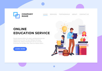 Wall Mural - People student characters reading books. Education university college library concept. Vector flat cartoon isolated banner poster illustration