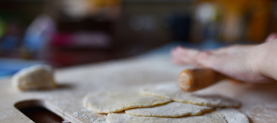 Poster - baby hands close-up cooking dumplings