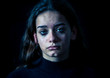 © SB Arts Media - Portrait of sad, unhappy young girl crying. Helpless, depressed child. Stop bullying campaign