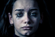 © SB Arts Media - Portrait of sad, unhappy young girl crying. Helpless, depressed child. Stop bullying campaign