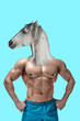 © nazarovsergey - Abstract animal Art collage. A man with a head of a horse