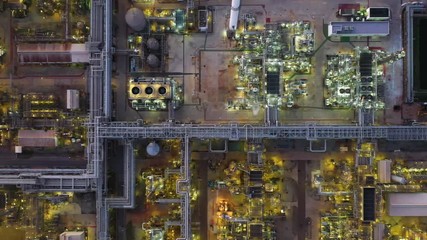 Fototapete - Aerial view footage of Oil refinery, Oil Industry.