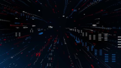 Wall Mural - abstract binary digital coding cyber light tunnel, future system programming and data transfer conce