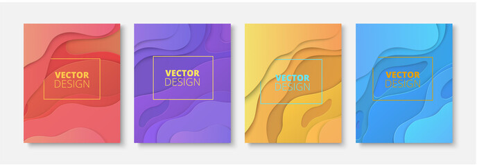 Wall Mural - Set of abstract colorful cards with frame.