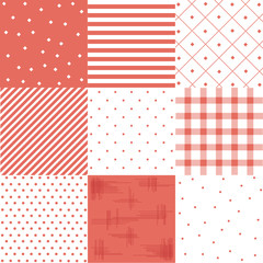 Wall Mural - Vector set red, cute seamless patterns