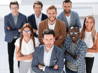 Canvas Print - group of creative young people looking at the camera