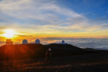 Poster - Four telescopes on top of hill on Mauna Kea Space Observatory 