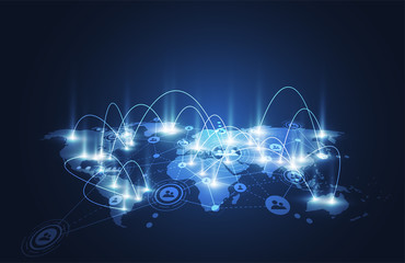 Global network connection. World map point and line composition concept of global business. Vector Illustration