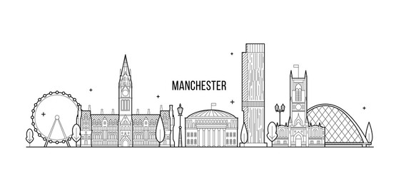 Wall Mural - Manchester Greater England UK vector skyline line