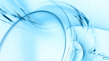 Wall Mural - abstract blue on white background texture. dynamic curves ands blurs pattern. detailed fractal graph