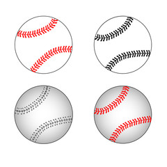 Isolated baseball set. Baseball balls. Baseball elements. Flat design.