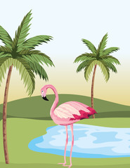 Sticker - tropical flamingo cartoon