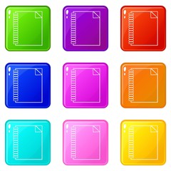 Poster - Notebook icons set 9 color collection isolated on white for any design