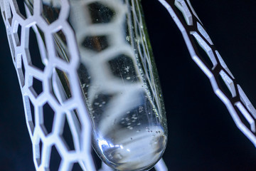 glass of water on black background