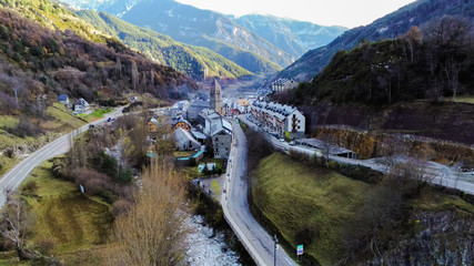 Huesca. Aerial view in Bielsa. Spain. Drone Photo