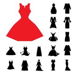 Wall Mural - Woman Dress Icon Isolated or Gown Symbol Collection