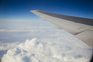 aircraft wing above the clouds