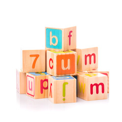 Poster - Toy cubes. Baby collection. ABC letters made from baby toys