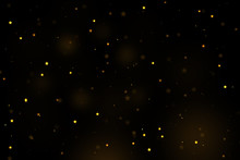 Gold Stars Bokeh Overlay, Stars Photo Overlay, Abstract Background, Shiny Gold And Yellow Stars Flowing Around. Photo Overlay Effect, Stars Bokeh On Black Background, JPG File.