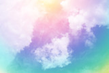 Fototapeta Tęcza - sun and cloud background with a pastel colored 
