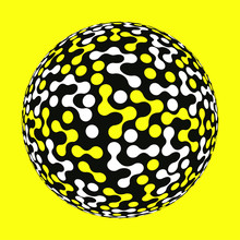 Graphic Connected Dots Sphere In Pop Yellow Black Shades