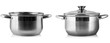 The stainless steel cooking pot over white background