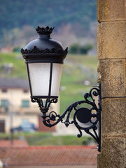 Lantern on a street in a village of castile and Leon