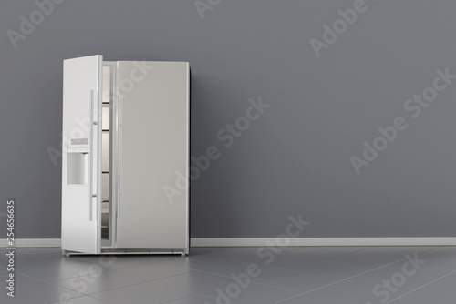 Fridge Freezer Open Left Door In Modern Room Interior Buy This