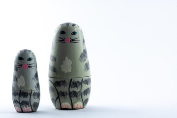 Matryoshka cats doll set isolated on a white background