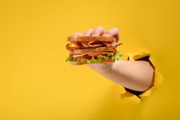 Hand to take a sandwich