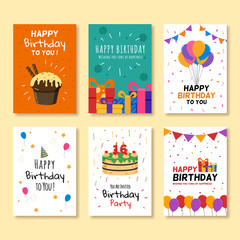 Wall Mural - Set of birthday greeting and invitation cards. Vol.4