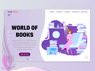 Wall Mural - Landing page or website template with scenes of active life in an urban environment. Concept illustration with characters