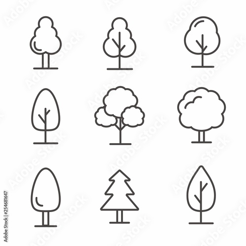 Set Of Tree Icon With Simple Line Design Stock Vector Adobe Stock Set Of Tree Icon With Simple Line Design Stock Vector Adobe Stock