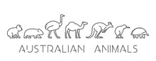 Vector Set Of Linear Australian Animals