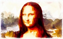 My Painting Reproduction Of Mona Lisa By Leonardo Da Vinci And Poligon Effect.