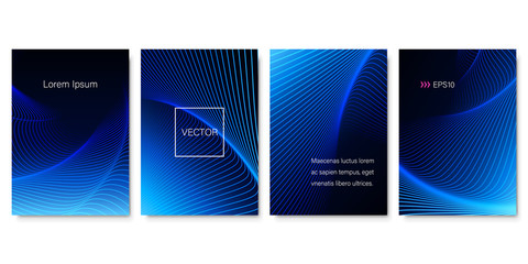 Wall Mural - Set of Colorful Futuristic Backgrounds in Blue Tones. Applicable for Webpage, Banners, Posters and Fliers. EPS10 Vector.