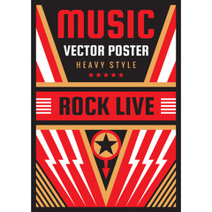 Music concert rock festival poster vector illustration. National patriotism freedom vertical banner template. Graphic design concept layout.