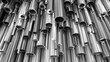 Close-up set of different diameters metal round tubes, pipes, gun barrels  and kernels. Industrial 3d illustration