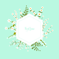 Elegant design illustration of floral frame template with text inside 