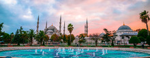 The Blue Mosque, (Sultanahmet Camii) In Sunset, Istanbul, Turkey.